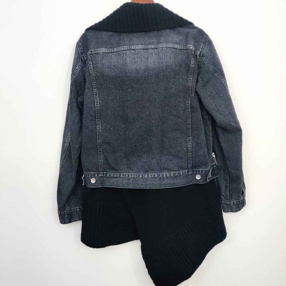 Sacai Hybrid Knitted Wool Cardigan Denim Jacket In Black 3 Large - Picture 8 of 12